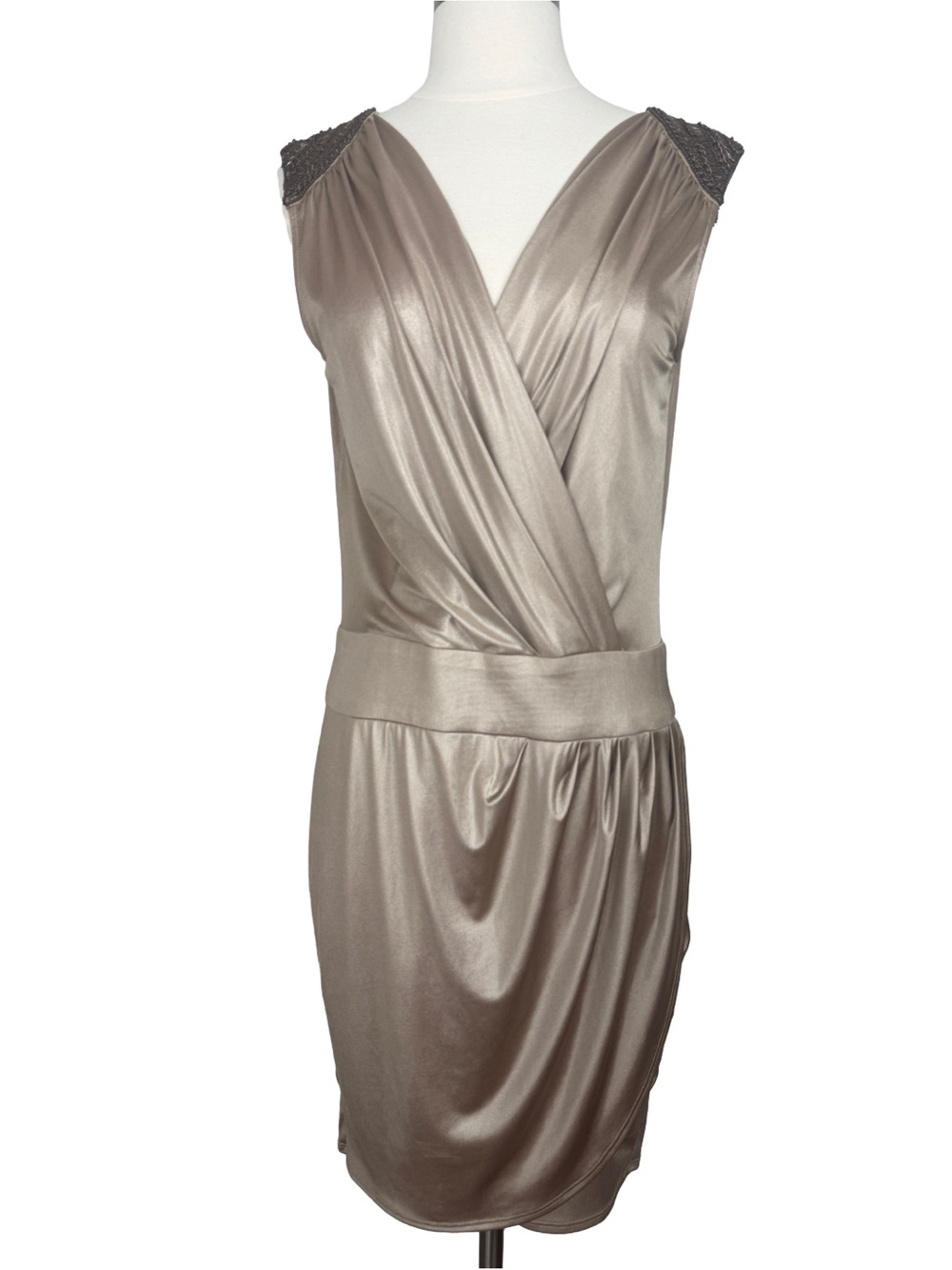 Cache Vintage Y2K Beaded Sleeveless Dropwaist Mini Dress Size Medium